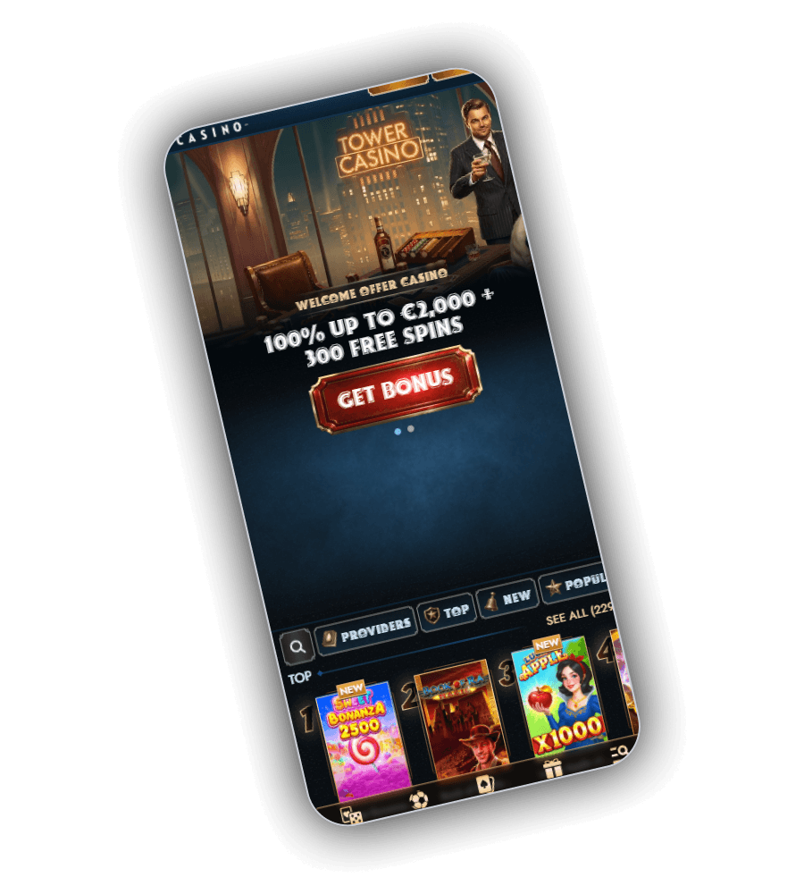 Casino lobby with welcome offer and ranked game choices