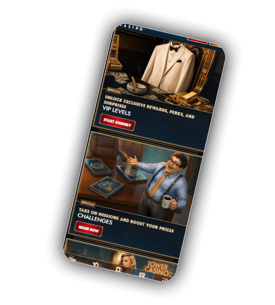 VIP Levels and Challenges promotion choices at Tower Casino